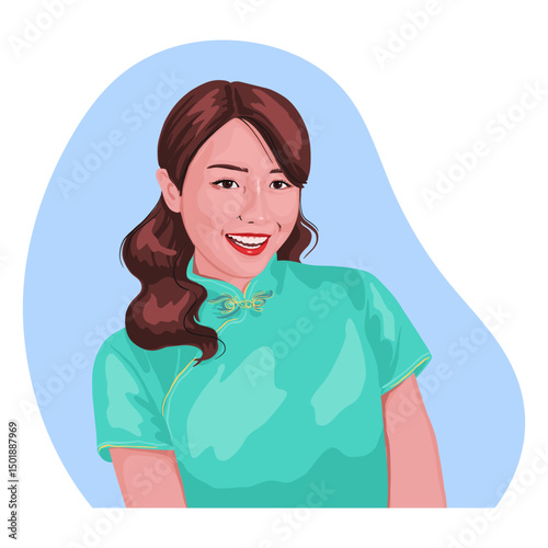 Smiling chinese woman realistic character