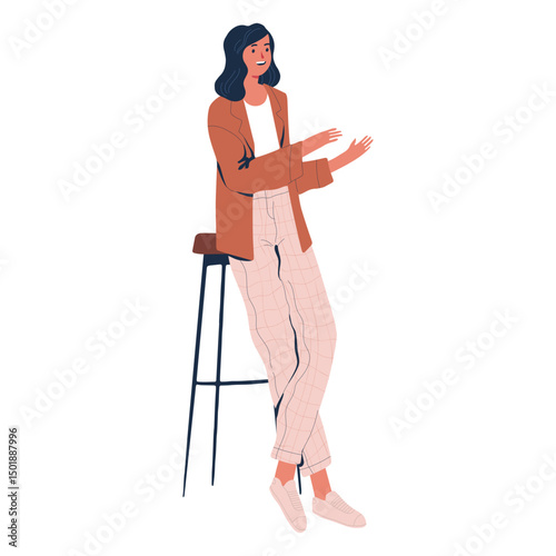 Woman reclined talking character