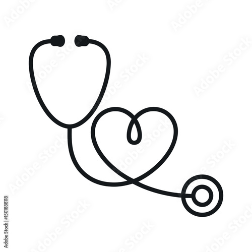 Stethoscope forming a heart shape medical healthcare symbol illustration