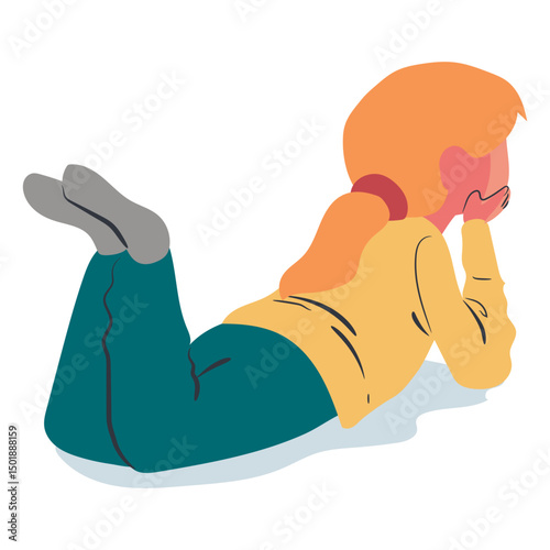 Head resting on hands girl character