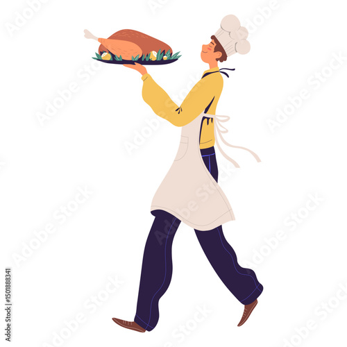 Man chef with turkey character