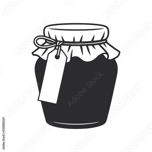 A Vintage Style Illustration of a Jam Jar with a Blank Label Tied with Twine
