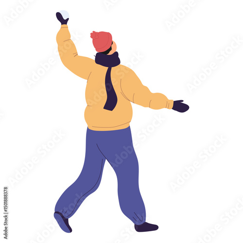 Man back view raising arms