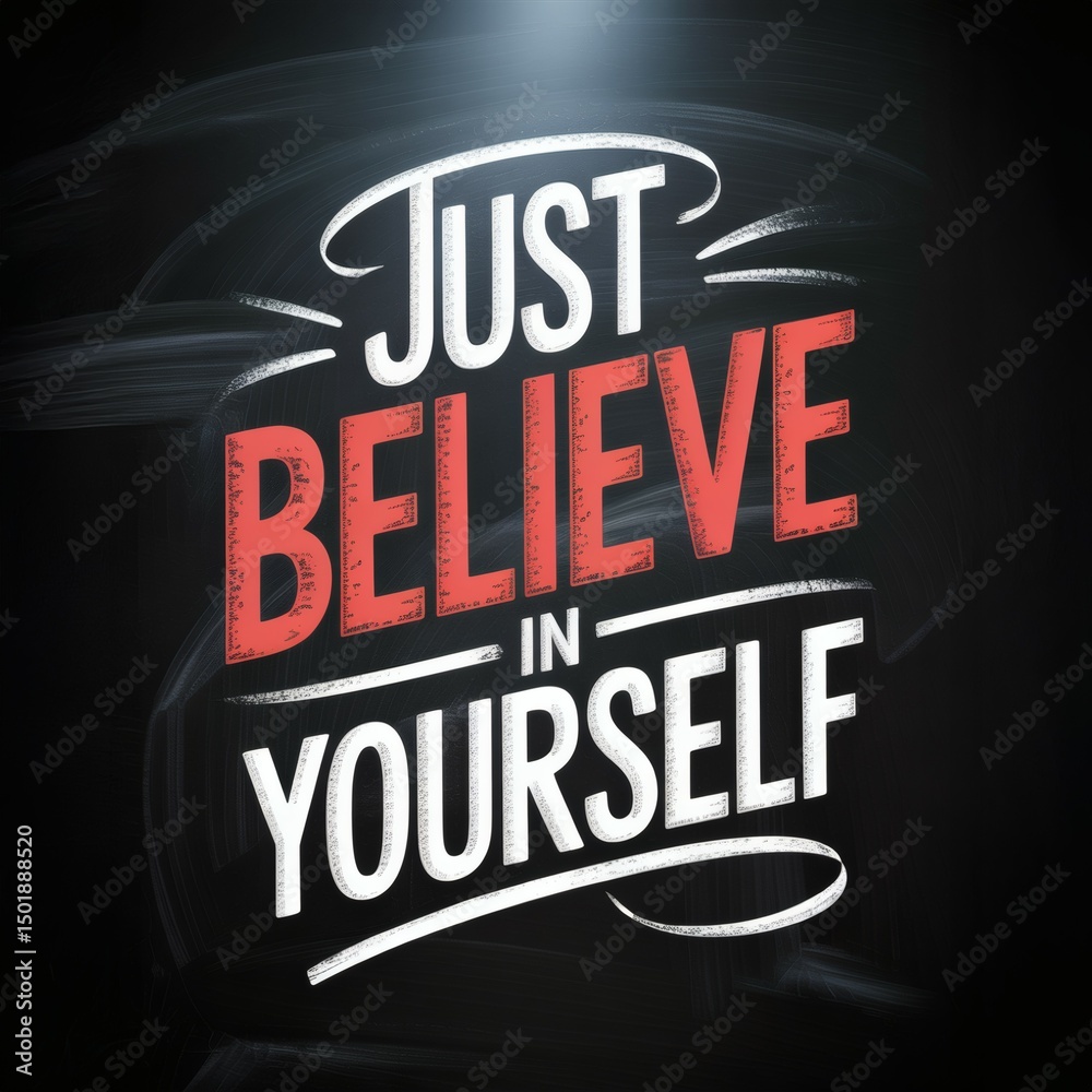 Fototapeta premium Motivational Quote: Just Believe in Yourself - Inspiring Self-Confidence and Positivity for Personal Growth.