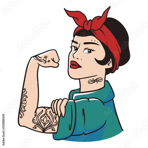 Strong woman character illustration