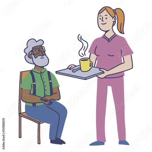 Female nursing home worker flat
