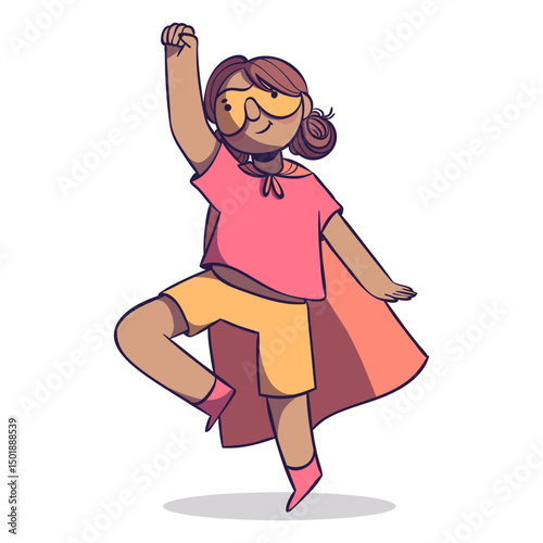 Superhero girl with cape character