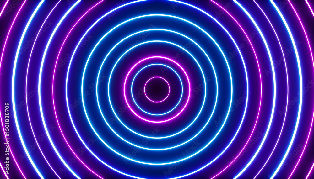 Abstract Neon Circles Background: Pink And Blue Glowing Lights Abstract Neon Circles Background: Pink And Blue Glowing Lights