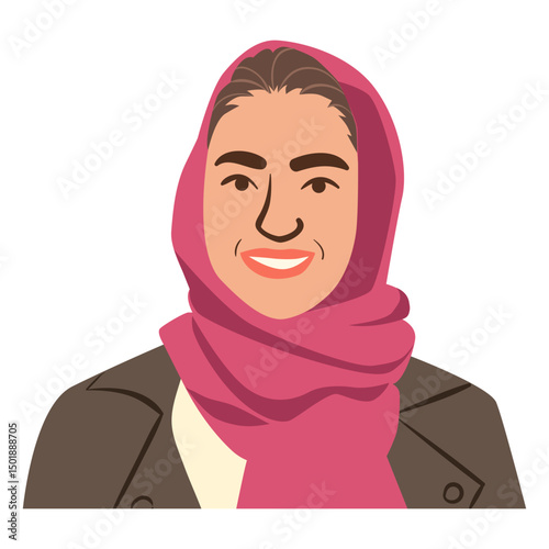 Flat woman in hijab