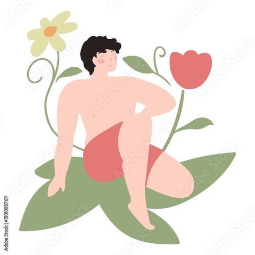 Man in nature flat