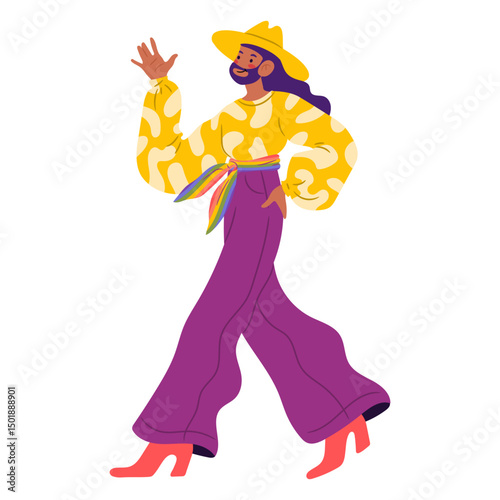 Queer person walking semi flat