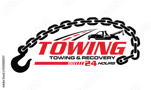 Tow or Crane Load Hook Logo design Illustration Square for Towing Truck