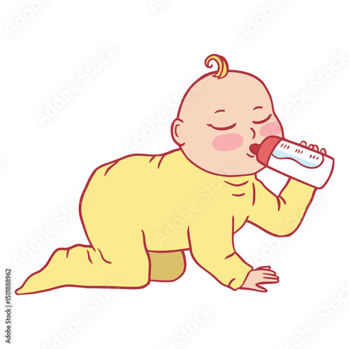 Baby illustration bottle