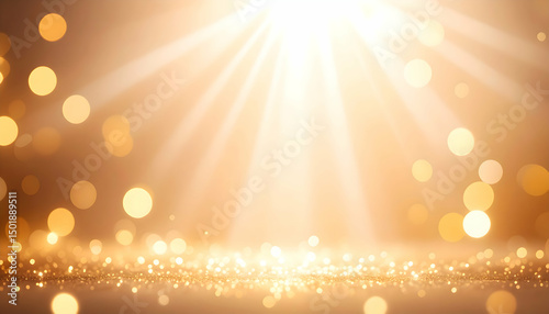 Golden Glitter Background with Sparkling Lights and Rays