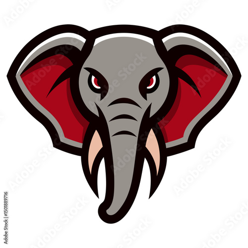 African elephant head mascot logo vector art illustration