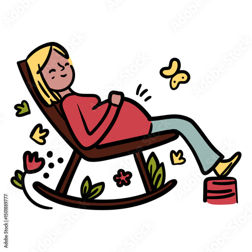 Pregnant woman sitting in a rocking chair