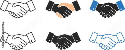Handshake icon set. Business agreement handshake. friendly handshake icon symbol.