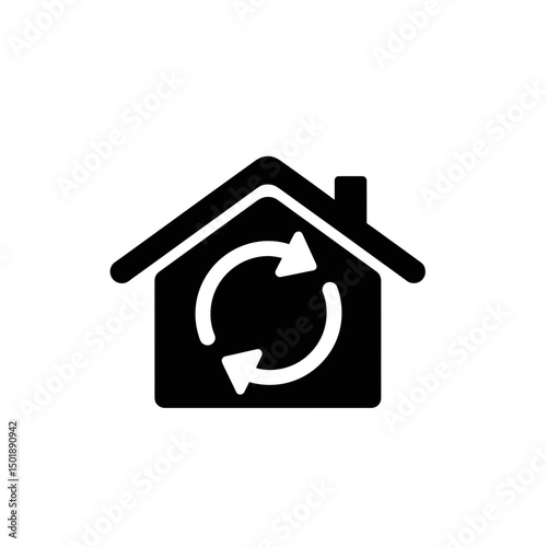 Home icon with recycling symbol in minimalist style  