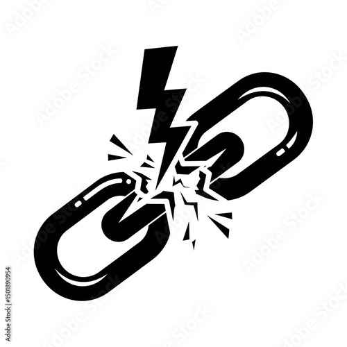 Broken chain with lightning bolt illustration  