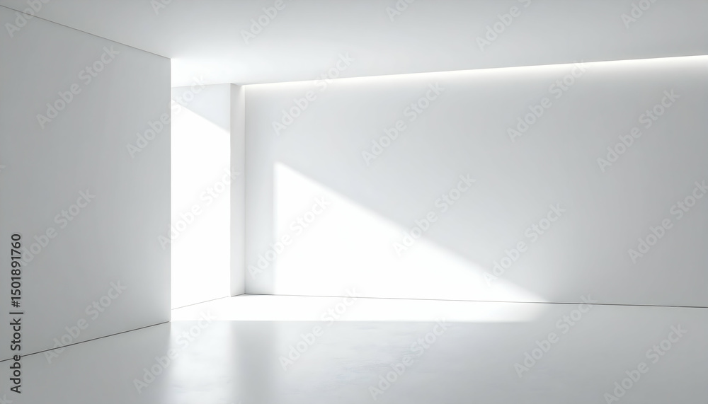 Fototapeta premium Bright White Minimalist Room Interior with Sunlight