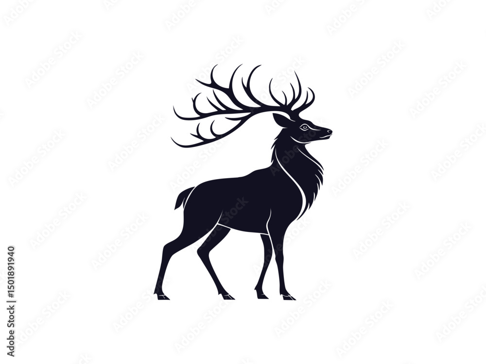 Fototapeta premium Powerful Antlered Deer Vector Design