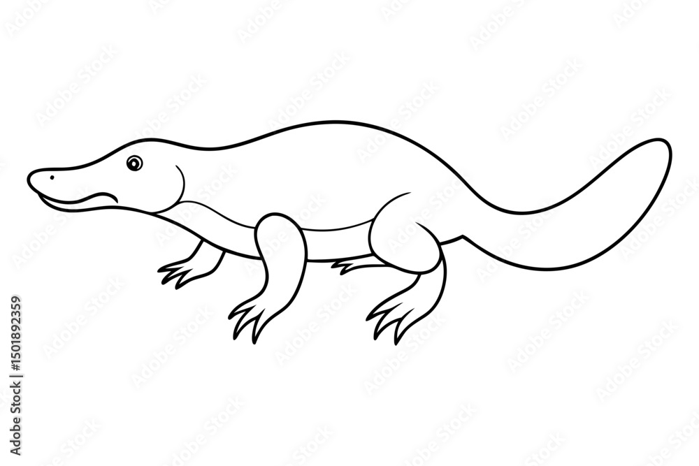 Obraz premium Simple Line Art of Platypus Vector Style