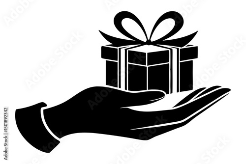 Holiday Gift Giving Silhouette Illustration