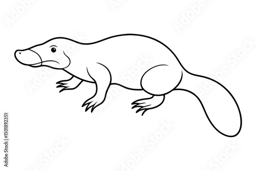 Cute Platypus Line Drawing Vector