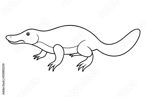Simple Line Art of Platypus Vector Style