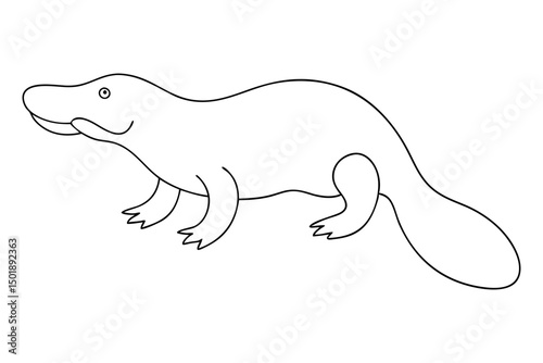 Minimalist Platypus Animal Line Sketch