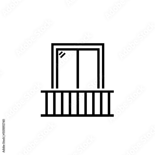 Balcony line icon isolated on white background, minimal outline design.