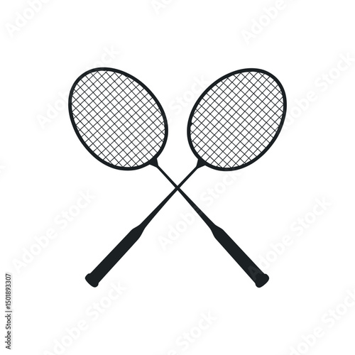 Pair of Crossed Badminton Rackets Graphic Design Element for Sport and Fitness