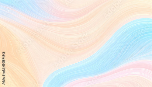 Abstract Pastel Wave Background with Soft Peach Pink and Blue Hues