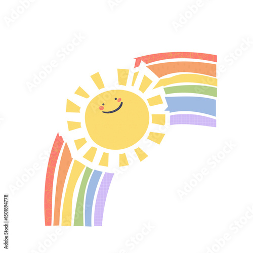 Sun and rainbow cute