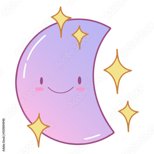 Semi full moon kawaii 