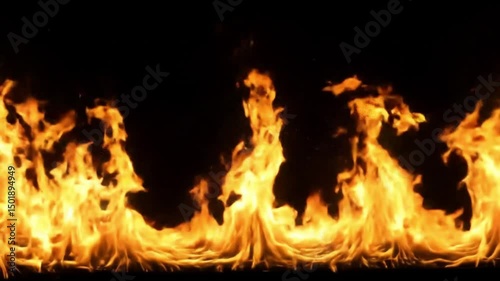 Blazing flames with dynamic motion against dark backdrop