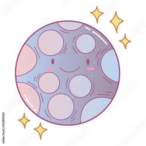 Full moon cute smiley kawaii