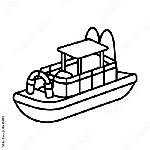 Creative Pontoon Paddle Boat Outline Sketch