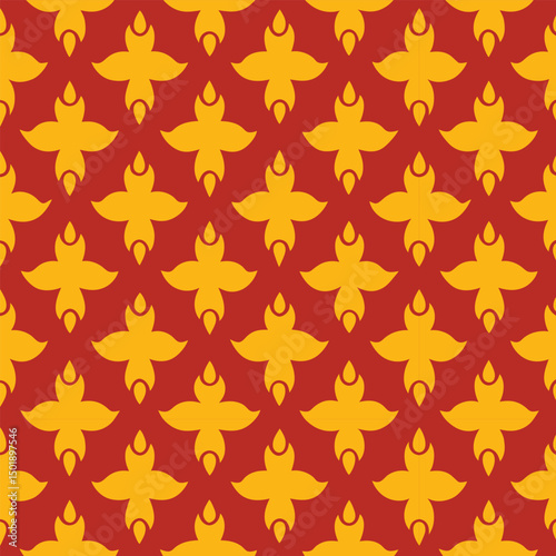 Seamless vintage floral gold star pattern design
