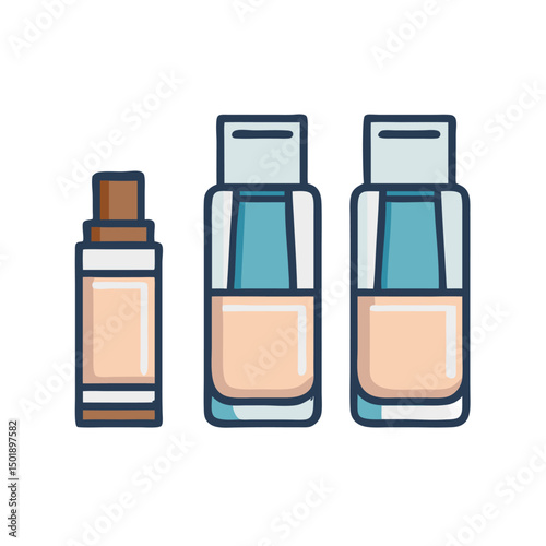 BB Cream Vector set – Skincare Product Illustration BB Cream Vector Icons in Glossy Tubes and Glass Bottle