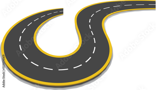 Winding curves road isolated on transparent background. winding road from top view. vector illustration.