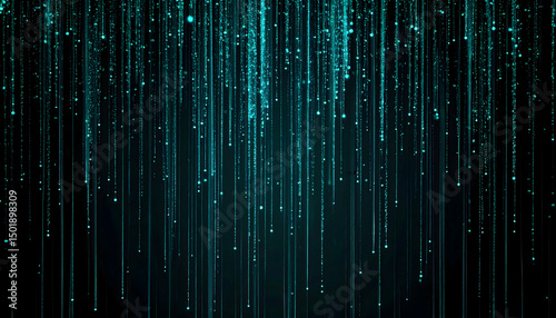 Abstract Teal Particle Stream on Dark Background