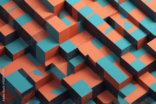 abstract geometric pattern, lines and cubes