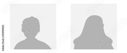 Vector flat illustration in grayscale. Avatar, user profile, person icon, gender neutral silhouette, profile picture. Suitable for social media profiles, icons, screensavers and as a template.
