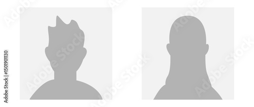 Vector flat illustration in grayscale. Avatar, user profile, person icon, gender neutral silhouette, profile picture. Suitable for social media profiles, icons, screensavers and as a template.