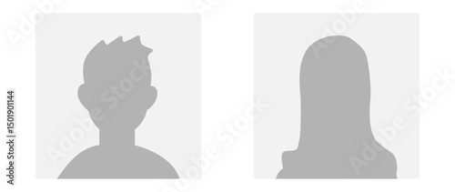 Vector flat illustration in grayscale. Avatar, user profile, person icon, gender neutral silhouette, profile picture. Suitable for social media profiles, icons, screensavers and as a template.