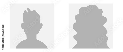 Vector flat illustration in grayscale. Avatar, user profile, person icon, gender neutral silhouette, profile picture. Suitable for social media profiles, icons, screensavers and as a template.