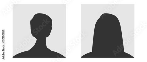 Vector flat illustration in grayscale. Avatar, user profile, person icon, gender neutral silhouette, profile picture. Suitable for social media profiles, icons, screensavers and as a template.