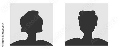 Vector flat illustration in grayscale. Avatar, user profile, person icon, gender neutral silhouette, profile picture. Suitable for social media profiles, icons, screensavers and as a template.