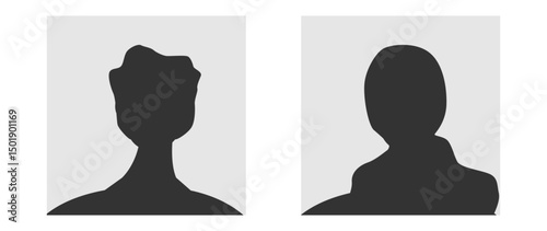 Vector flat illustration in grayscale. Avatar, user profile, person icon, gender neutral silhouette, profile picture. Suitable for social media profiles, icons, screensavers and as a template.